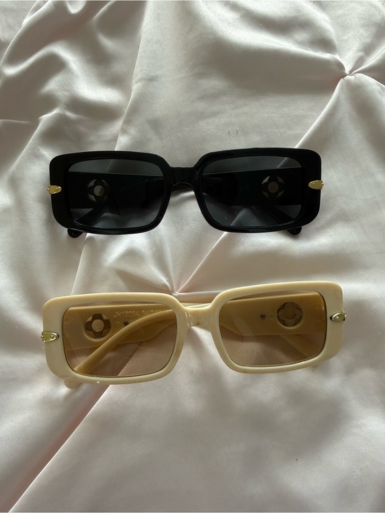 Princess Polly Accessories - Princess Polly Black & Cream Rectangular Sunglasses Duo